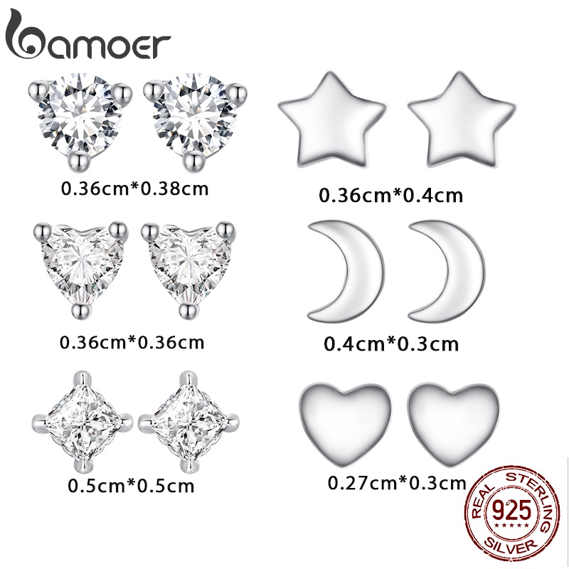 Bamoer 925 Prata Mini Brincos Redondos De Zircônia Série Moda Joalheria Para Mulheres em Oferta na Shopee