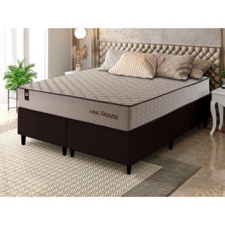 Conjunto Cama Box Espuma San Diego Bege King 193x203x67 em Oferta na Shopee