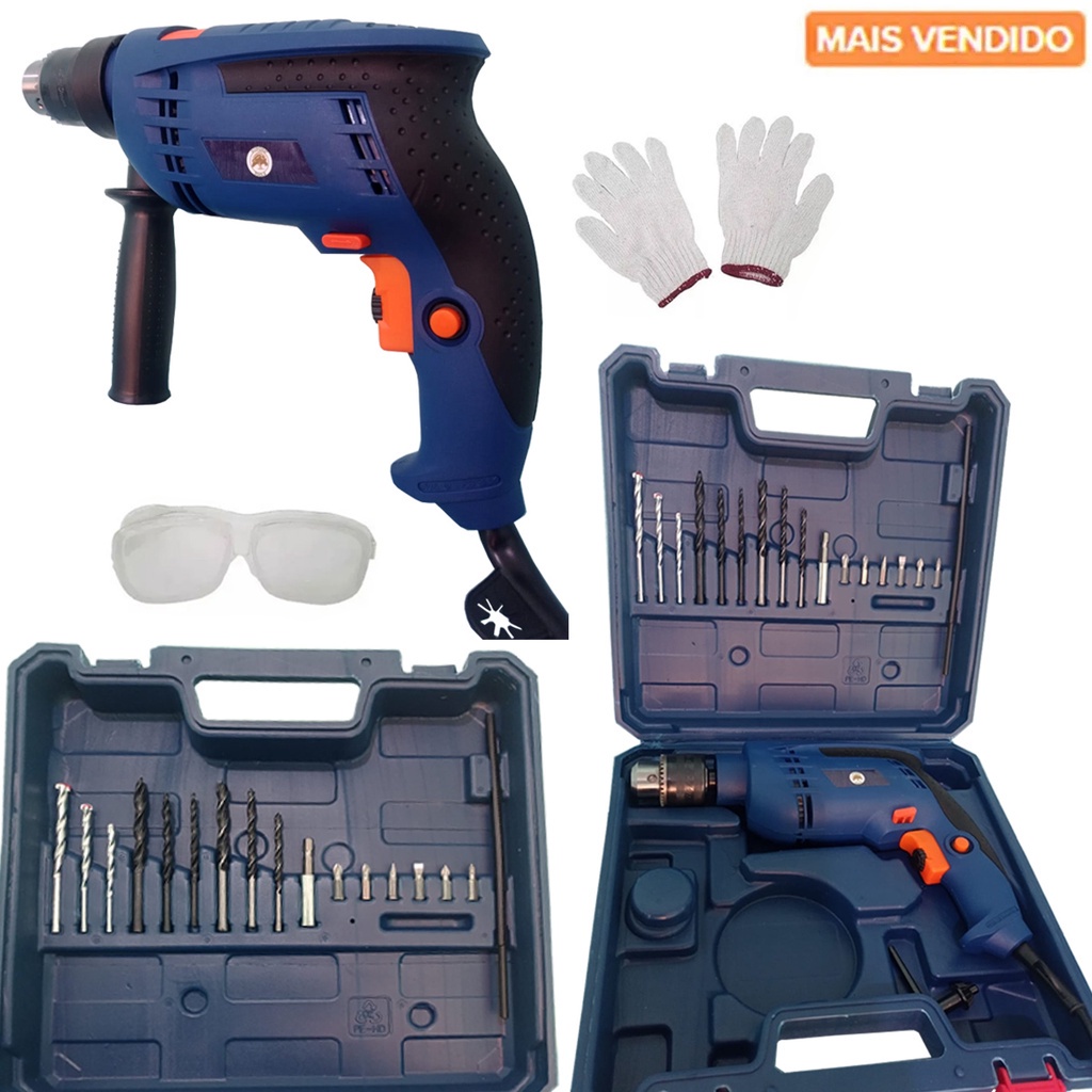 Kit Furadeira e Parafusadeira Tipo Bosch De Impacto 1/2 Profissional ...