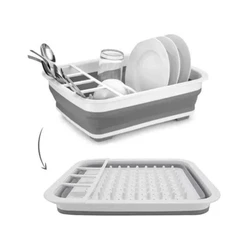 Escorredor De Louças Retrátil Silicone Organizador Pratos Copos Talheres Dobrável Casa Cozinha
