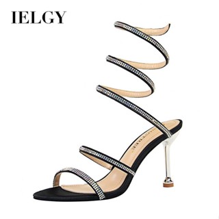 IELGY Sandália Feminina Sexy Com Strass No Tornozelo 8cm De Salto Alto