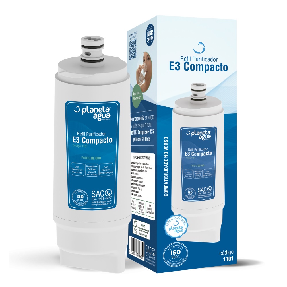Refil Planeta Água E3 Compacto 1101A Compatível com Purificador IBBL