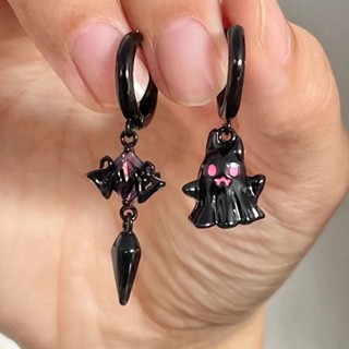 Brincos Engraçados Assimétricos Rosto Preto E Branco Pequeno Fantasma Ins Corvo Doce Legal Y2k Quente Femininos