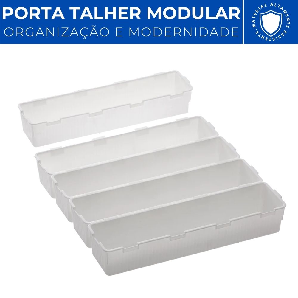 Organizador De Gavetas Porta Talheres Modular Com 5 Pecas - Paramount