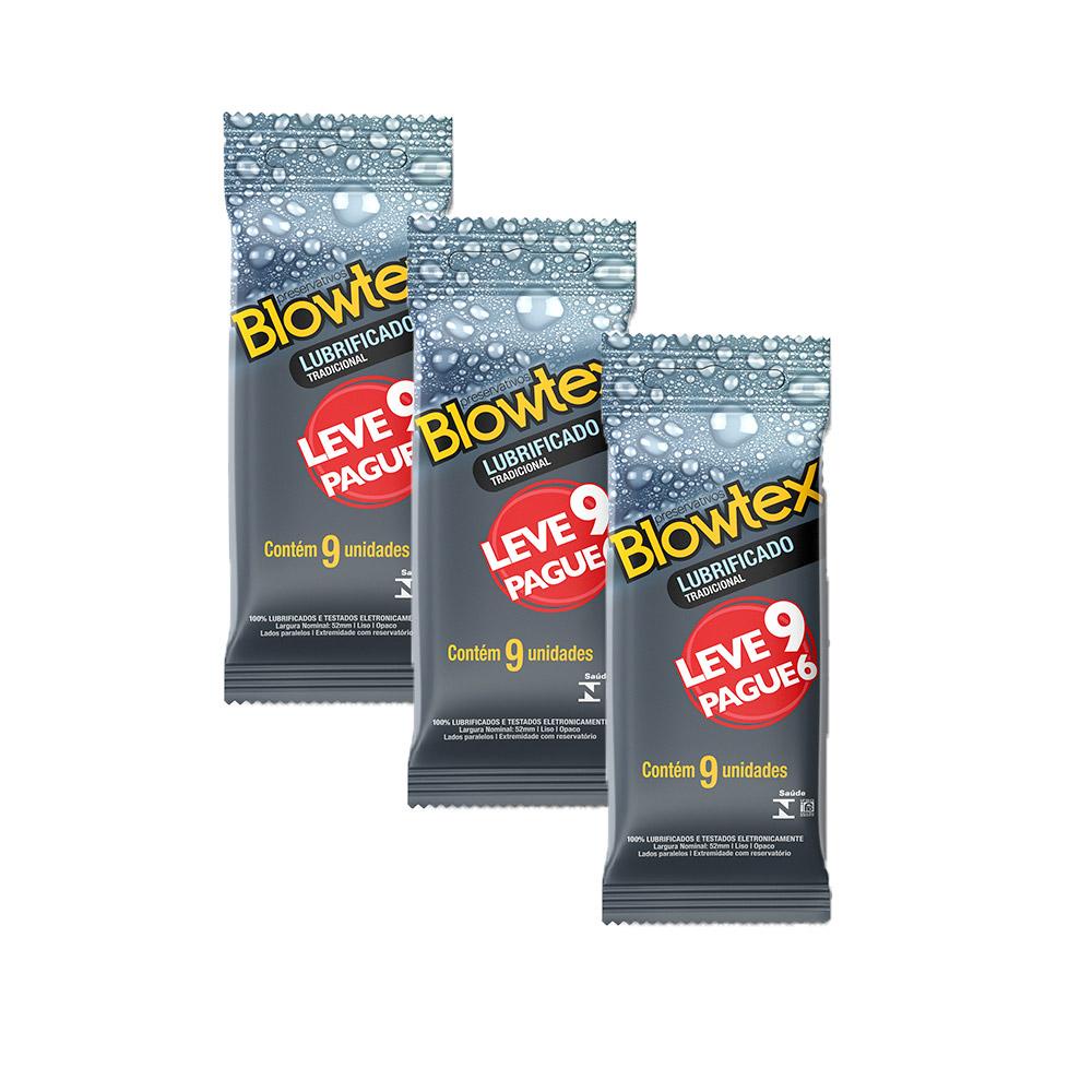 Kit 3 Pacotes Preservativo Blowtex Lubrificante C/ 9 Unidades Cada em Oferta na Shopee