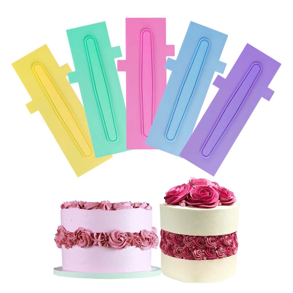 Espátula Decorativa Modelo 4 Blue Star Régua Raspadora Alisadora Textura Para Alisar e Decorar Bolo Torta Com Cobertura De Chantilly Confeitaria Profissional Bluestar