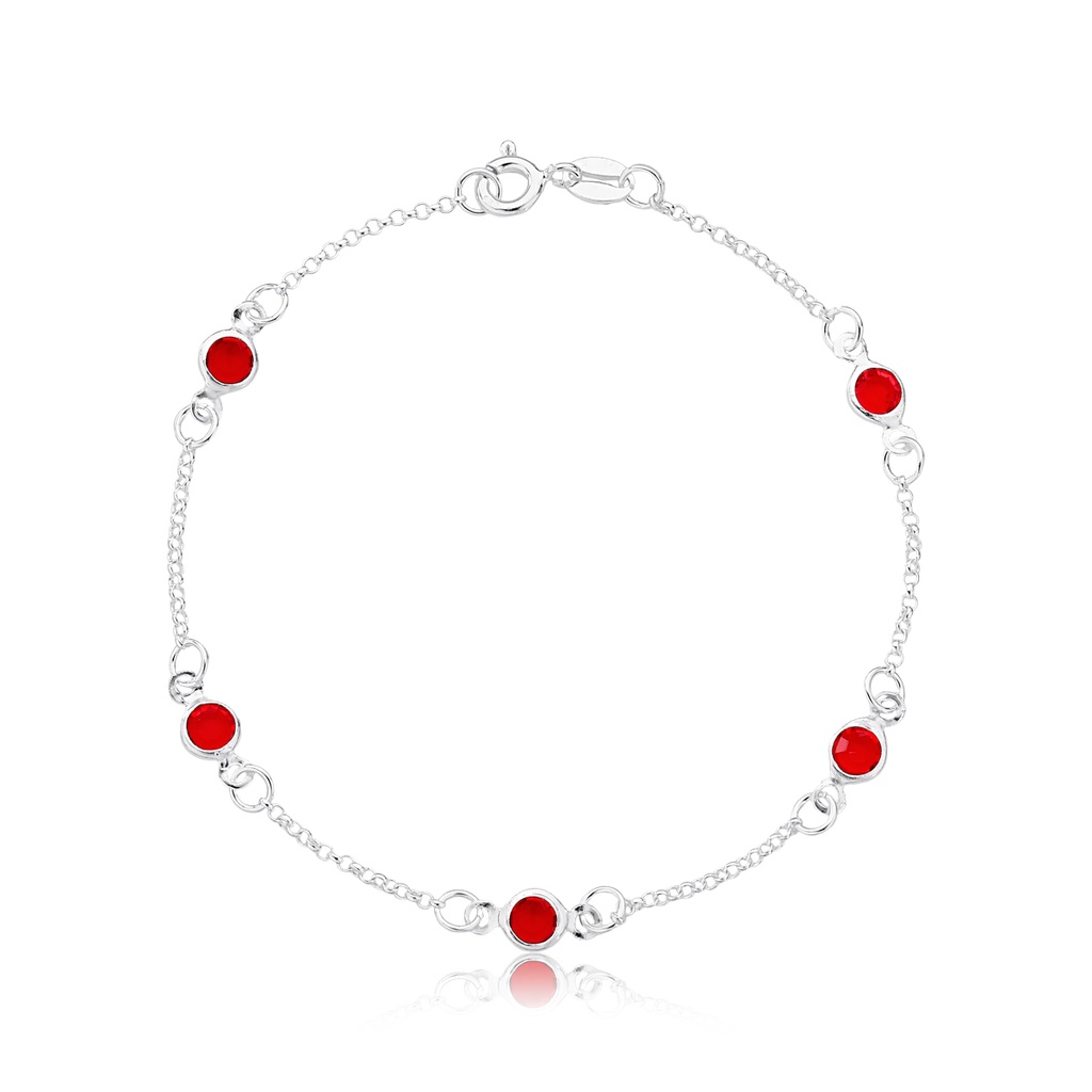 Pulseira Pontos de Luz Vermelho 4mm Prata 925 em Oferta na Shopee