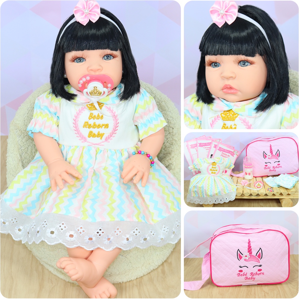Boneca Bebe Reborn Morena Original com Bolsa Menina Barata | Shopee Brasil