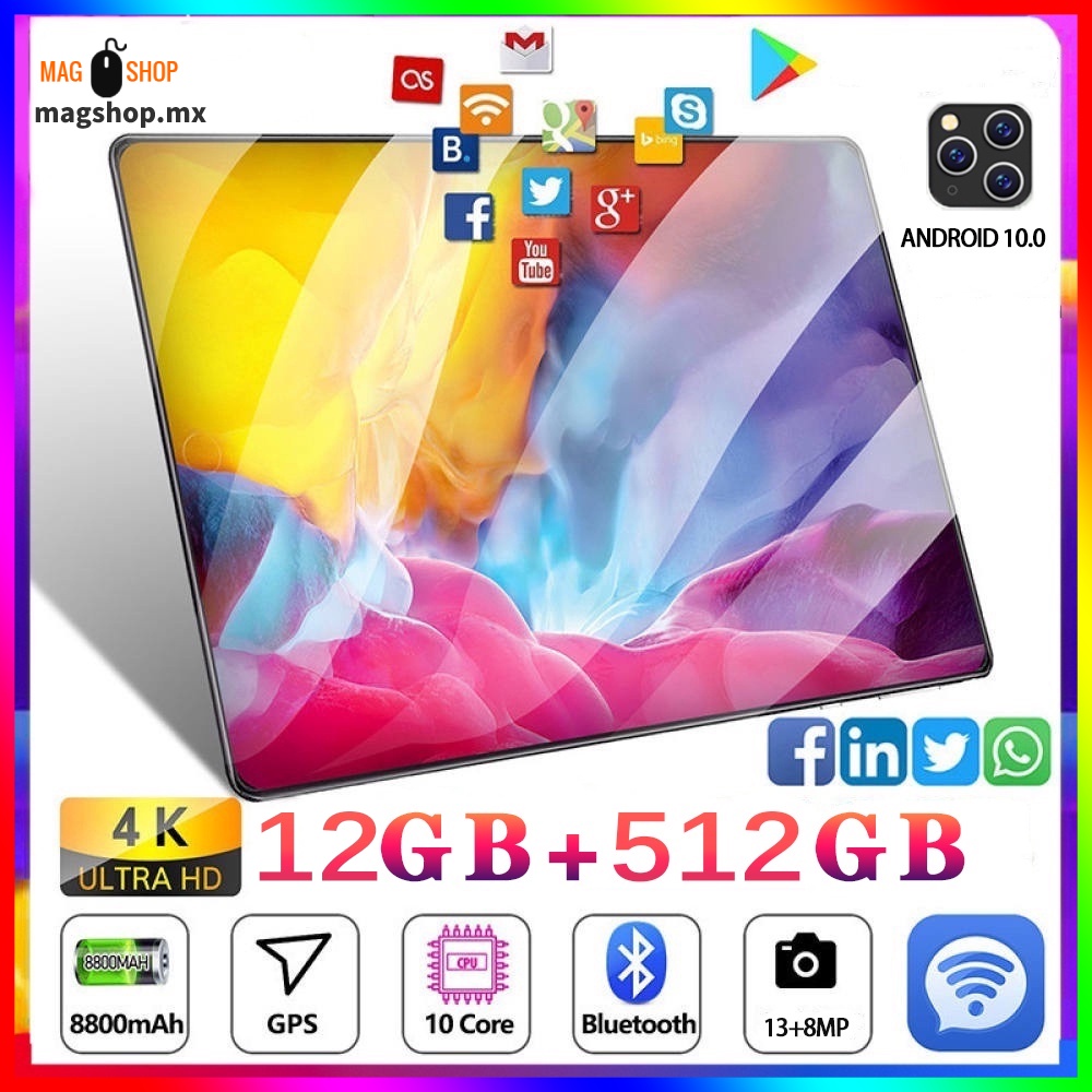 Tablet De 10 Polegadas Para Androids 10 12GB 13mp Ips Traseiros Cmos ...