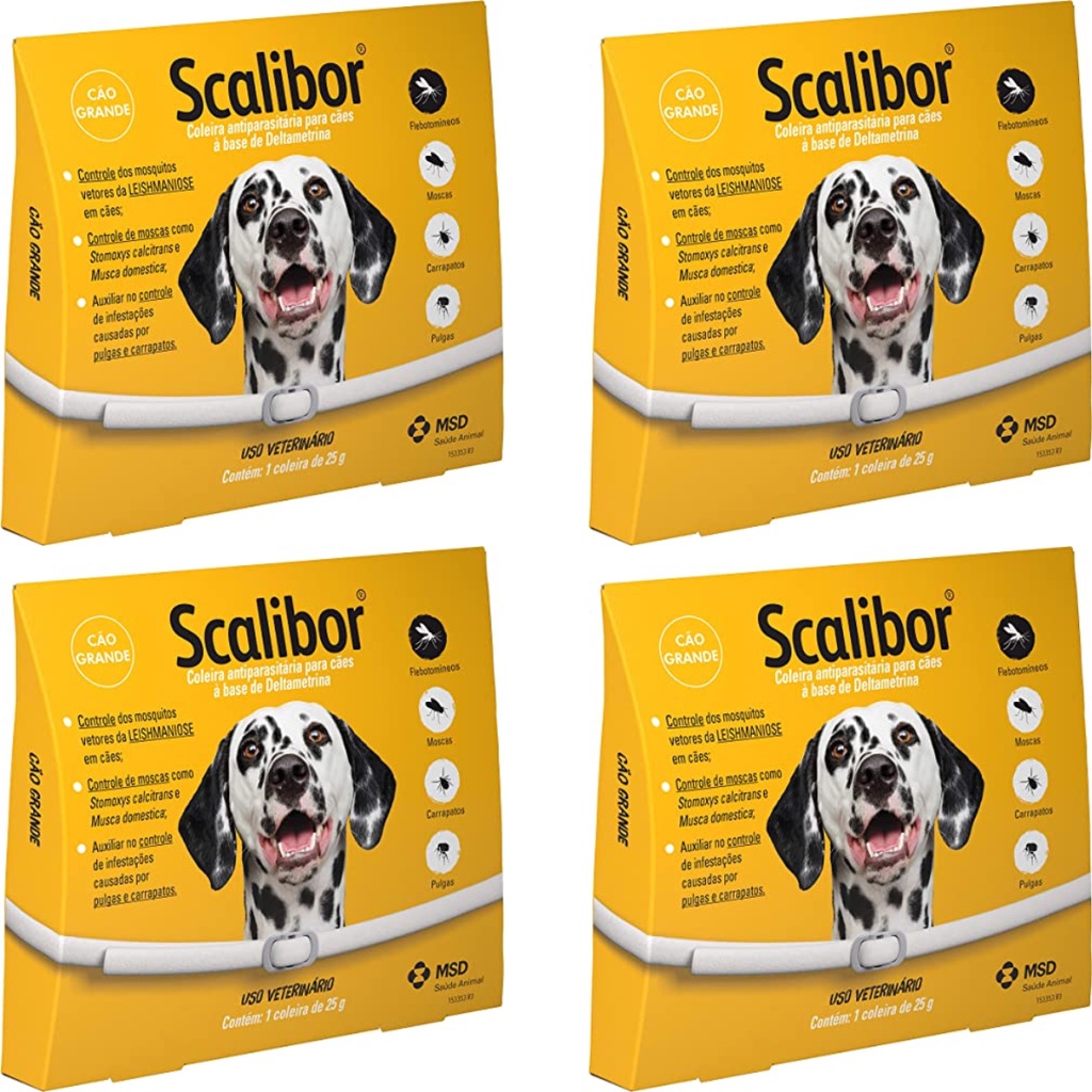 4 Coleira Scalibor G 65cm Leishmaniose Antipulgas Cães MSD em Oferta na Shopee