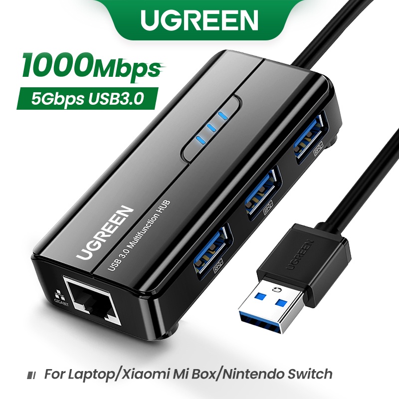 Adaptador Ethernet UGREEN USB3.0 1000Mbps USB RJ45 HUB 4 Portas Para Laptop Xiaomi Mi Box S/3 Windows Cartão De Rede Lan