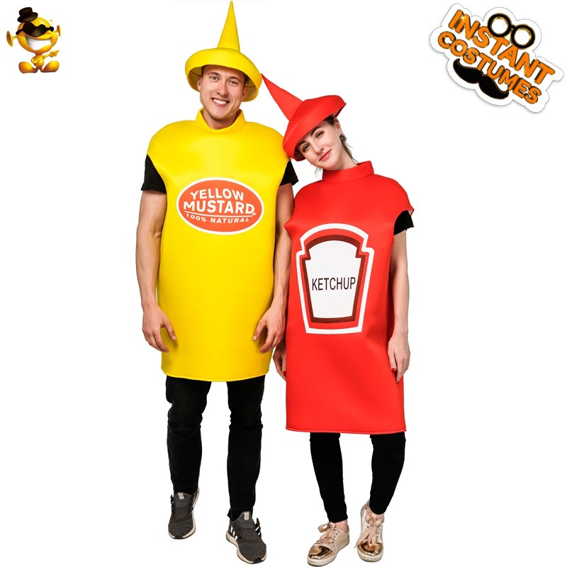 Fantasia De Tomate Para Adultos Halloween Casal De Mostarda Adulto Engraçado Papel Brincar De Palco