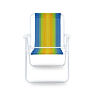 Cadeira De Praia Alta Mor Conforto Azul Amarelo Verde Em Aço Verão 72cm Resistente E Confortável Mor