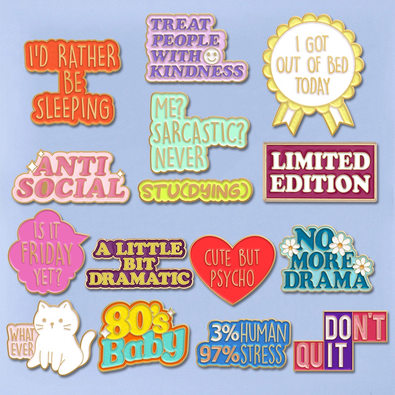 Texto Criativo Broche De Pins Esmalte Engraçado Inspirando Broches De Coração Fofo Gato Crachá Joias Acessórios Presente Para Amigos em Oferta na Shopee
