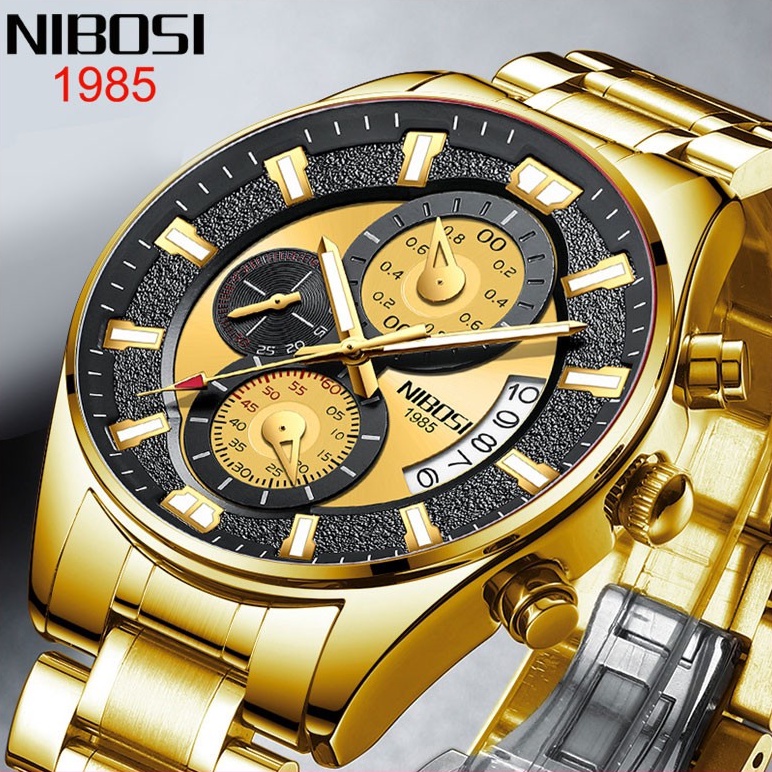NIBOSI 2022 Fashion Mens Watches Luxury Green Clock Sports Chronograph