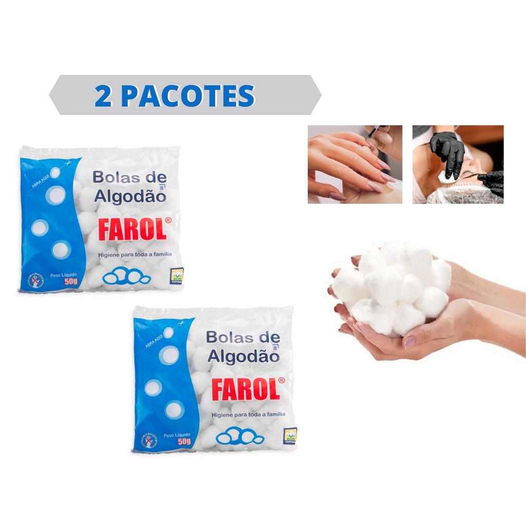 Algodão Bola Farol 2 Pacotes 50g Manicure Remove Esmalte Maquiagem Limpeza Fácil em Oferta na Shopee