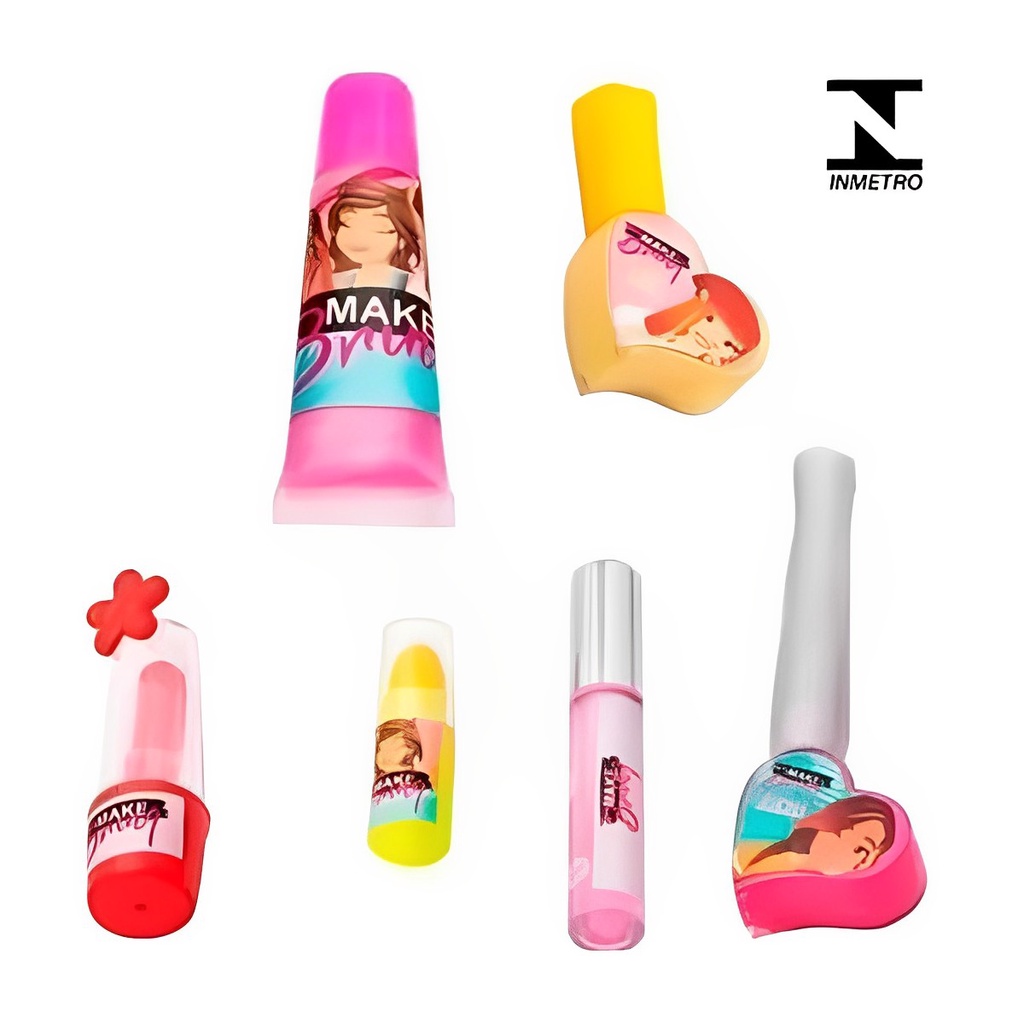 Detalhes do Bolsa Kit de Maquiagem Infantil Brincando de se Maquiar Polibrinq - MK03