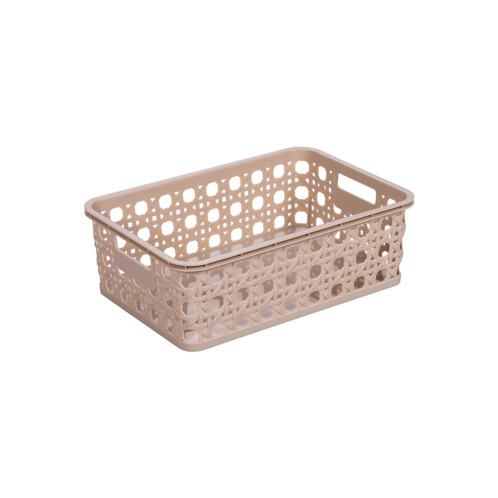 Cesta Organizadora Multiuso Plástico 16x23 Plasútil Palha - Home & Living