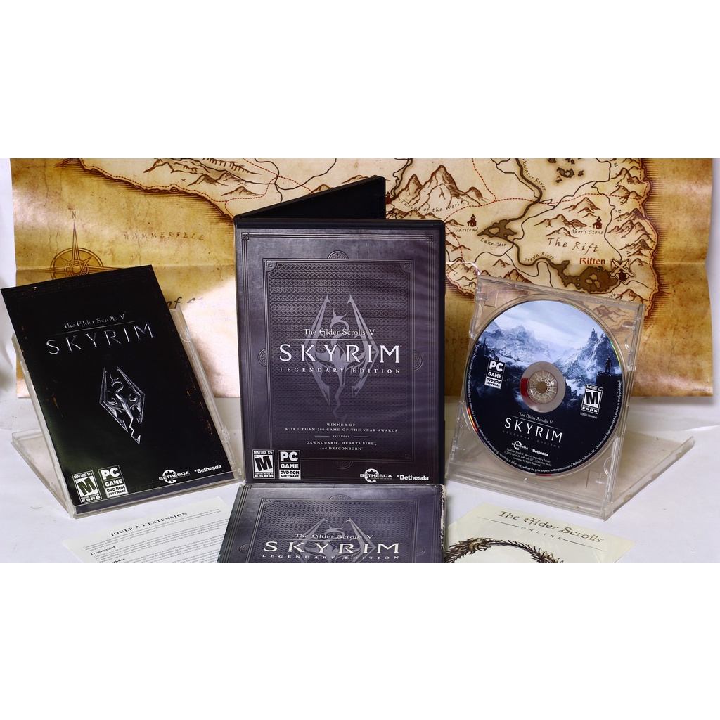 Jogo PC - Skyrim: Legendary Edition / The Elder Scrolls V em mídia FISICA IMPORTADO / item RARO de COLECIONADOR c/ MAPA