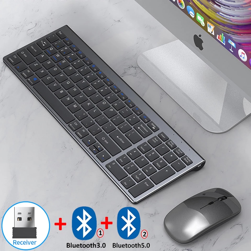 Bluetooth 5 0 2 4g teclado sem fio e mouse combo mini conjunto de