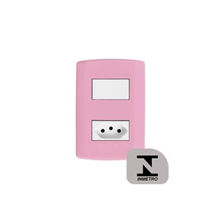 Interruptor 1 Tecla Simples + Tomada 10A rosa Pluzie modular