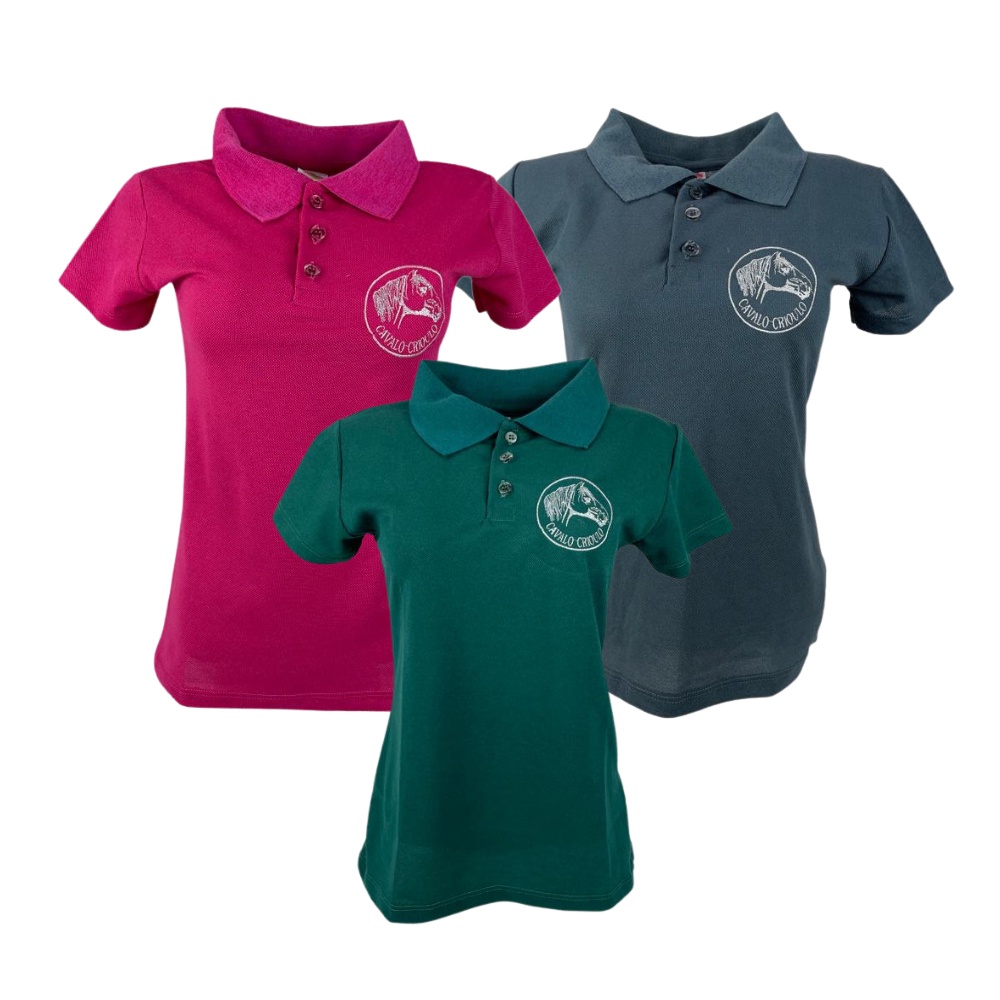 Camiseta Country Feminina Polo Cavalo Crioulo Sentinela Original Bordada