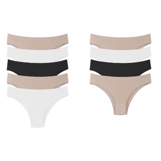 Kit 9 Calcinhas Tanga Cotton Algodão Básica Lisa