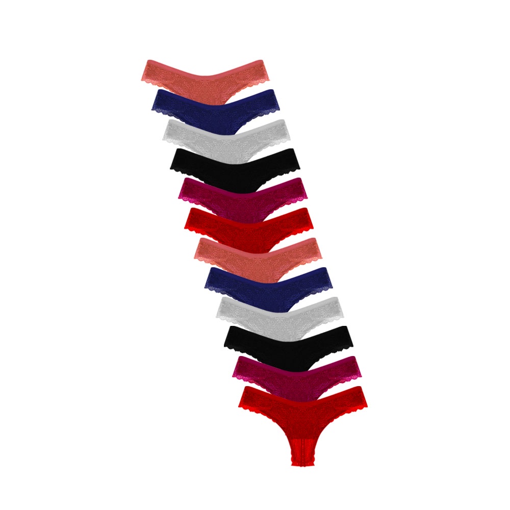 Kit 12 Calcinhas de Renda Lingerie Premium de Luxo