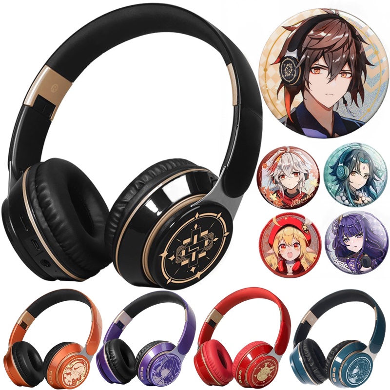 Genshin Impact Fones Fone de Ouvido Ouvidos Sem Fio Infantil Headset Headphone Bluetooth Sem Fio Jogos com Microfone Original Headphones e Headsets