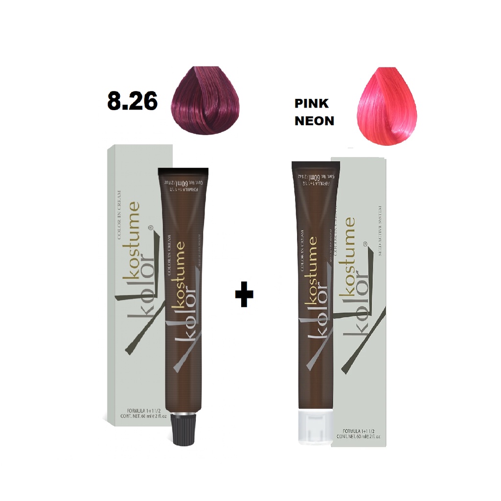 Kit Coloração Kostume Kolor 8.26 + Pink Neon - 2x60 Ml