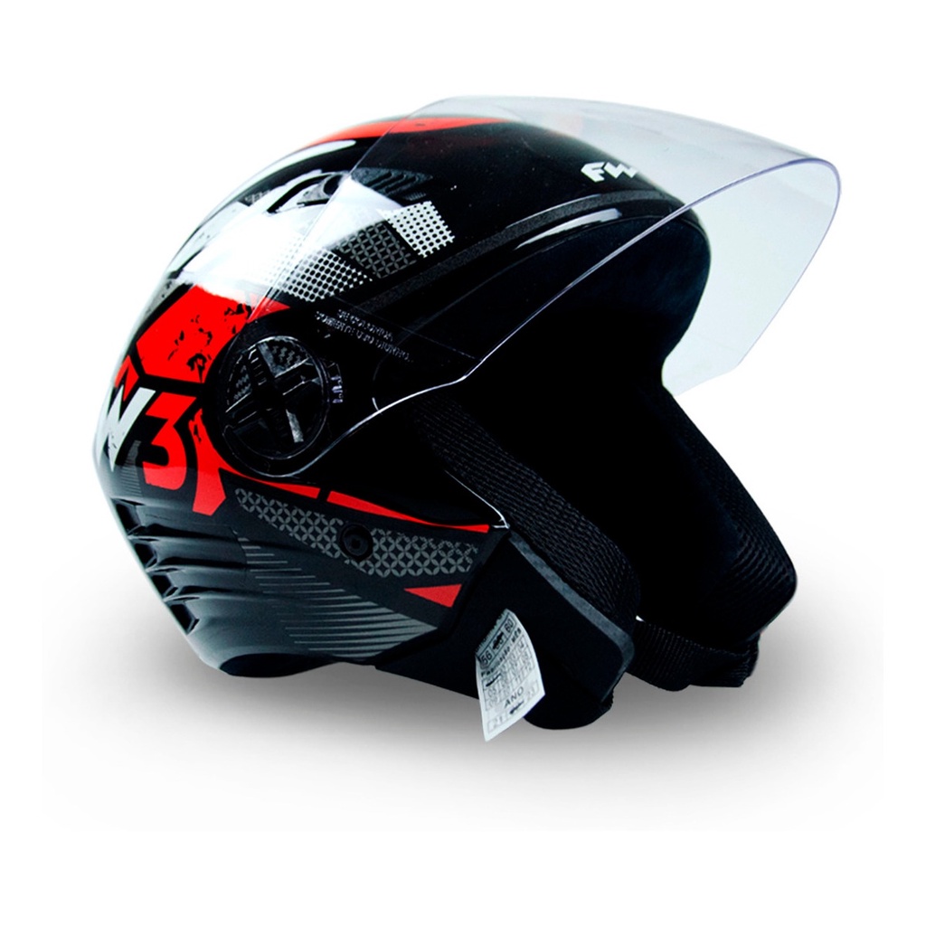 Capacete Viseira Cristal Para Moto Aberto X Speed Masculino Vermelho Resistente Leve Tamanho 56 Fw3