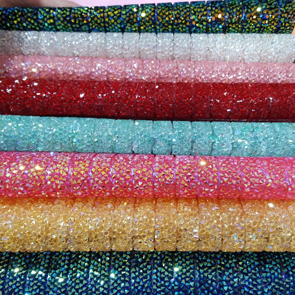 Manta de Strass Termocolante Colorida 22 Tiras de 1cm Tiaras Chinelos Laços