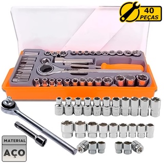 Kit Jogo Chave Catraca Reversível Soquetes E Bits Fenda Philips 40 Peças Com Estojo Uso Profissional em Oferta na Shopee