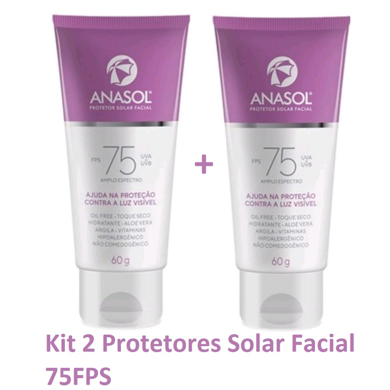 Anasol Kit 2 Protetores Solar Facial FPS 75 Anasol - Toque Seco - 60g