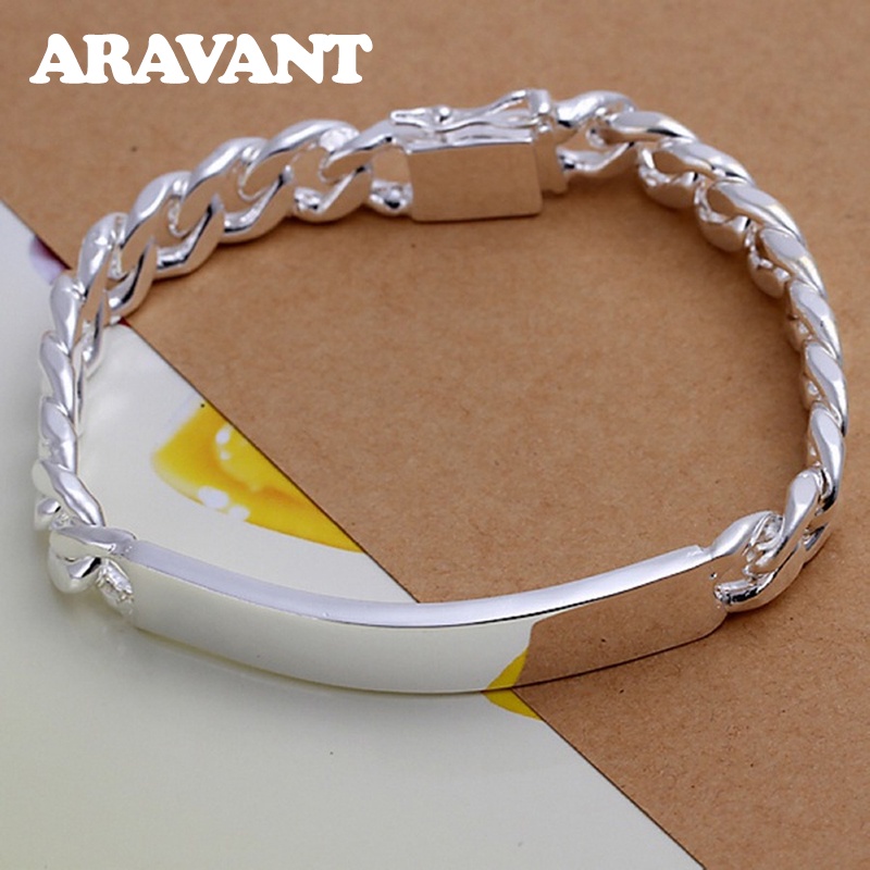 925 Prata 8MM/10MM Correntes De Pulseira Para Mulheres Homens Moda Jóias De Casamento
