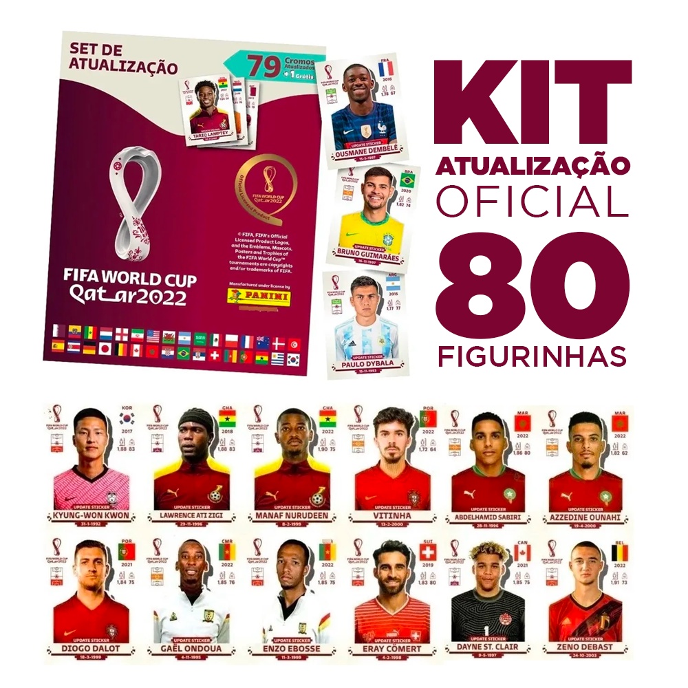 Kit de Atualização com 80 Cromos - Copa do Mundo FIFA: Qatar 2022 - Novo/Lacrado - Oficial Panini em Oferta na Shopee