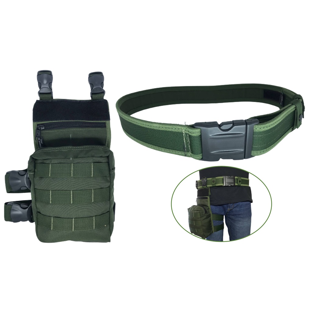 Bornal Tático Modular Verde + Cinto Tático De Guarnição N.A  Kit 1 - Sports & Outdoors