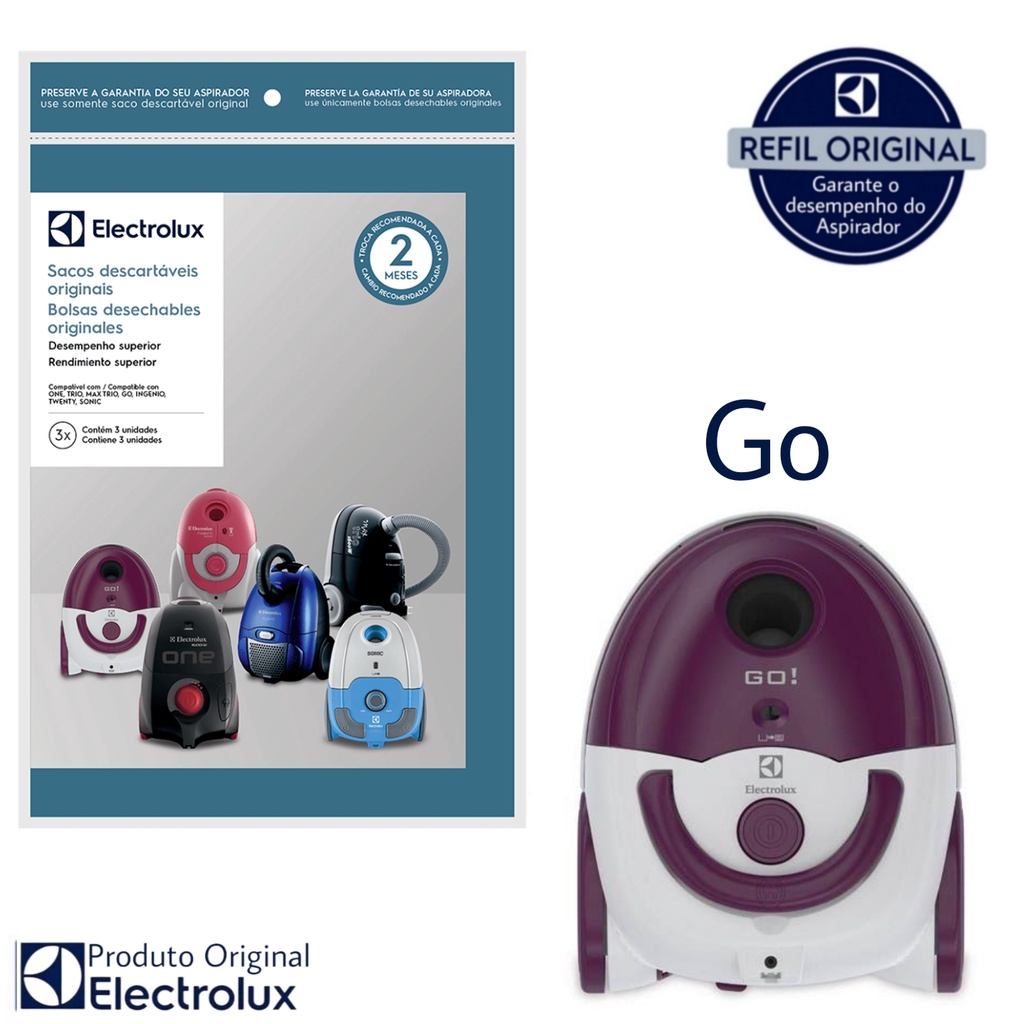 Kit 3 Sacos Aspirador de Pó Electrolux Original - Go (SBEON) em Oferta na Shopee