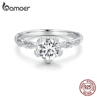 Prata Bamoer 925 Casamento Moissanite Anel Fashion Joalheria Para Casais