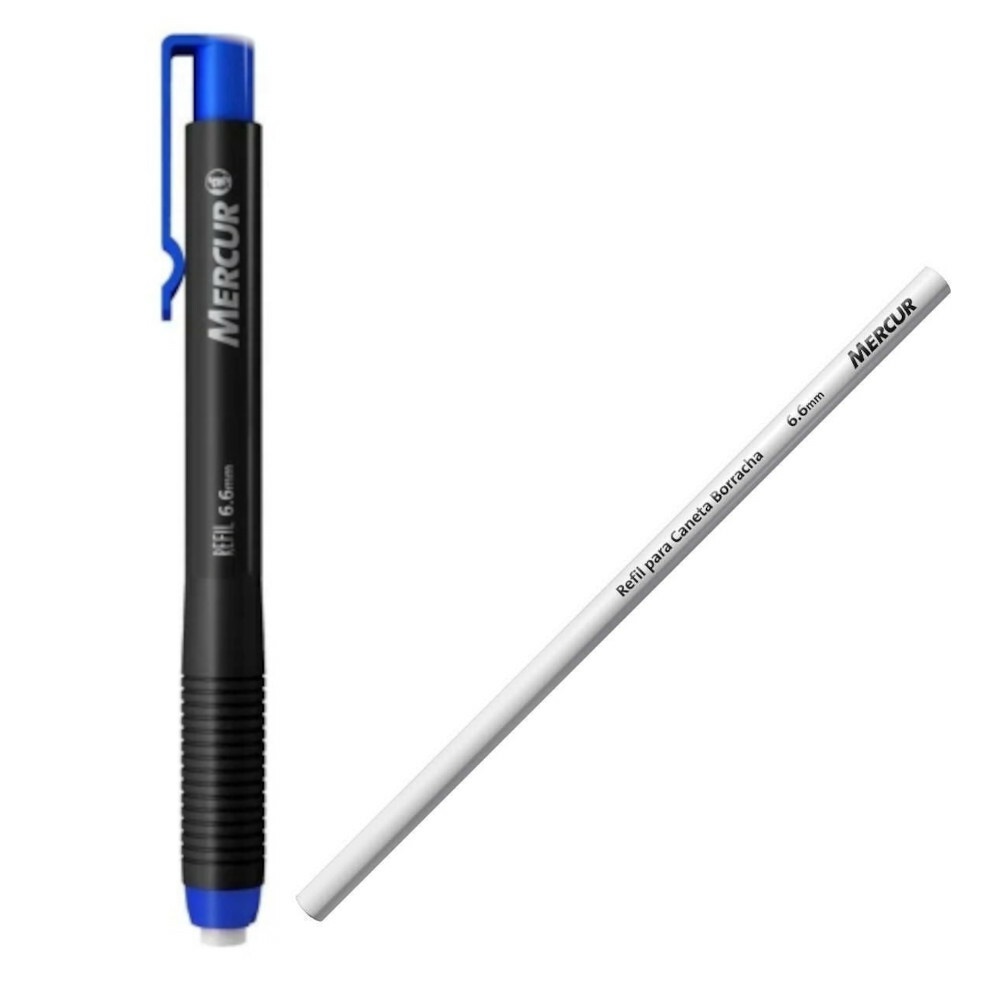 CANETA BORRACHA SORTIDA COM REFIL EXTRA - MERCUR em Oferta na Shopee