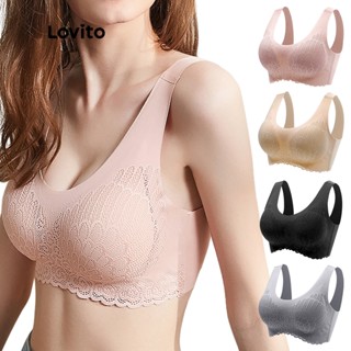 Lovito Casual Sutiã com Renda e Almofadas Removíveis Ajuste Ajustável L00001 (Bege/Rosa/Pr...