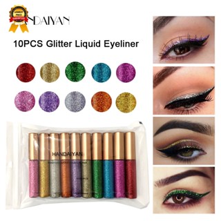 Handaiyan Set/10Pcs Delineador De Olhos Líquido Com Glitter/Pigmento Metálico/Impermeável/Festival MENGHENG