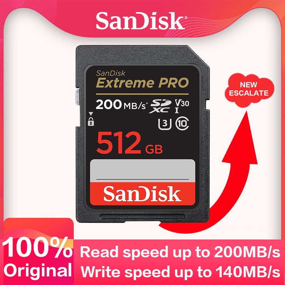 Cartão SanDisk Extreme PRO SD U3 V30 4K 512GB 64GB 128GB 256GB SDXC SDHC UHS-I 32GB De Memória