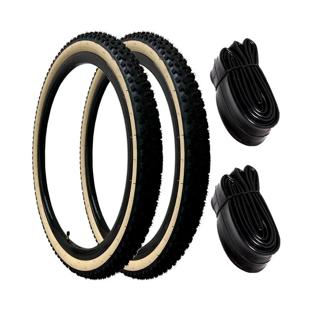 Par Pneu Paco Nomad Aro 29 x 2.10 Faixa Bege 54-622 mm + Câmaras