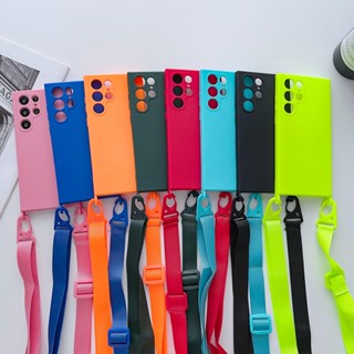 Capa De Celular Flexível De Silicone Anti-Impacto De Proteção Para Samsung Galaxy S23 Plus S21 S22 Ultra S20FE S23 + S22 + S21 + S20 + Com Cordão