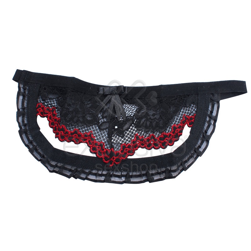 Lingerie Sapeka - Venda Melina | Cor: Preto com Detalhe Vermelho em Oferta na Shopee