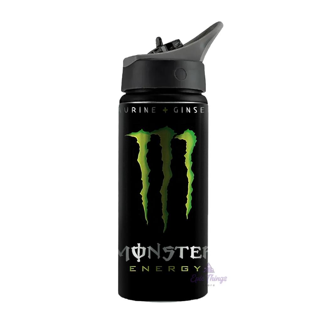 Garrafa Squeeze Wave Aluminio Monster Energy Drink Preto