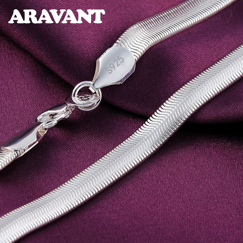 Aravant 925 Prata Esterlina 16/18/20/22/24/26 Polegadas 6MM Colar De Corrente De Cobra Plana Para Jóias De Casamento De Moda Masculina