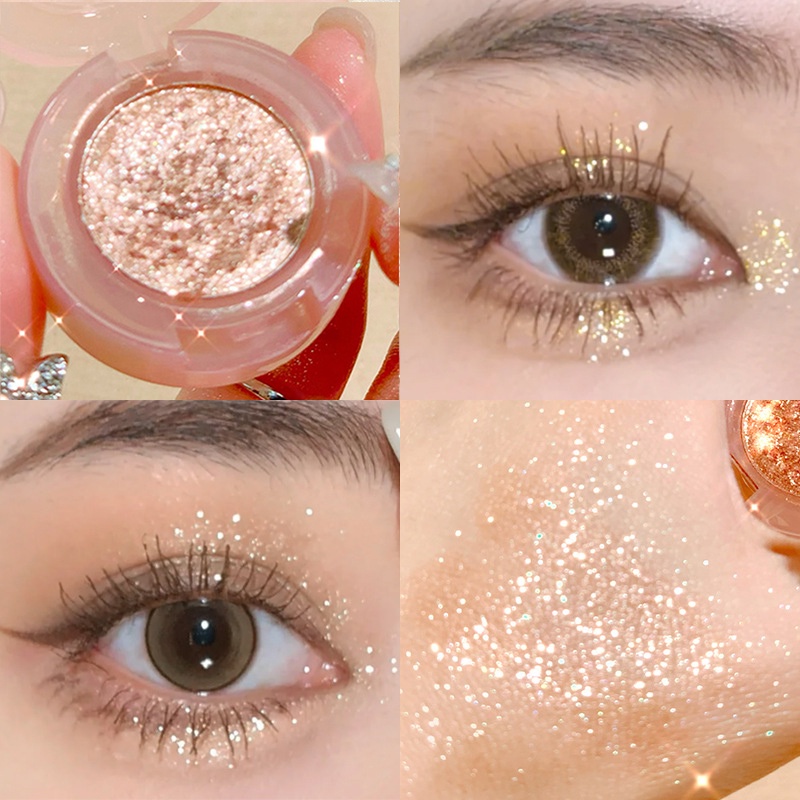 6 Cores Paleta De Sombra De Olho Com Glitter Fina Diamante Púrpura Prata Dourado Marrom Lindo Brilhante Iluminador Feminino Olhos Femininos Maquiagem Cosméticos