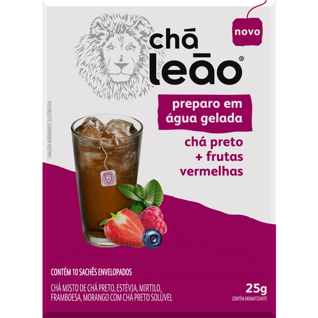 Chá Leão Água Gelada - Chá Preto E Frutas Vermelhas 10 Sachês